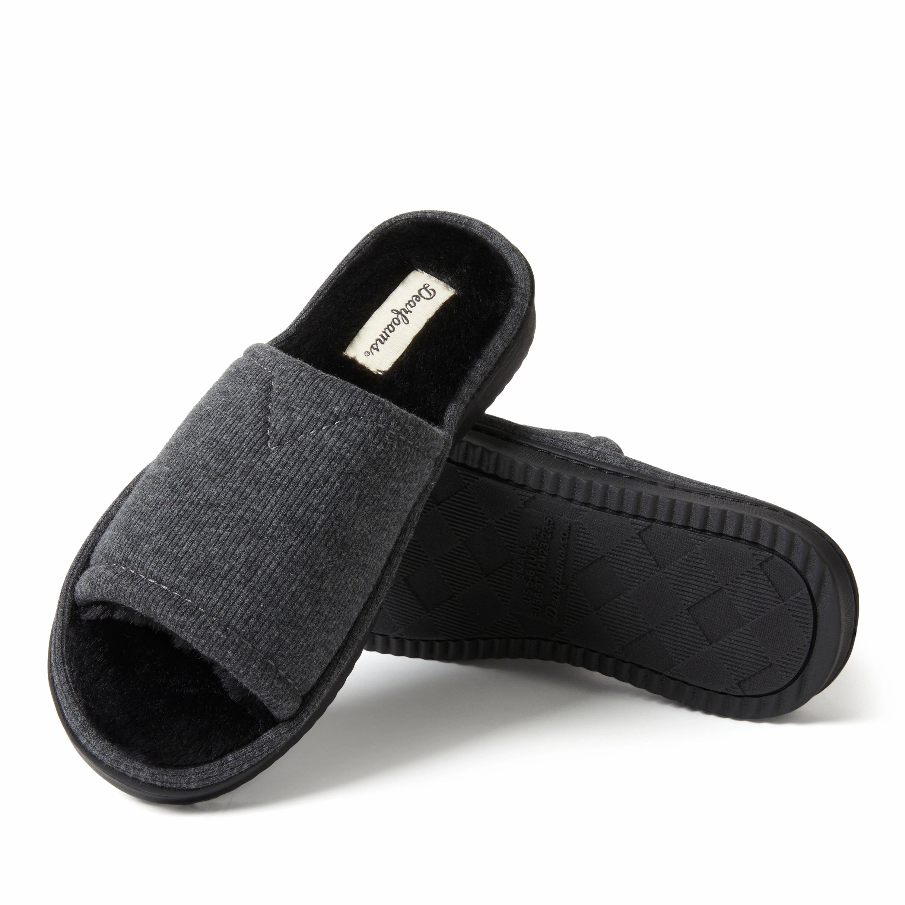 Dearfoams Womens Demi Rib Knit Slide