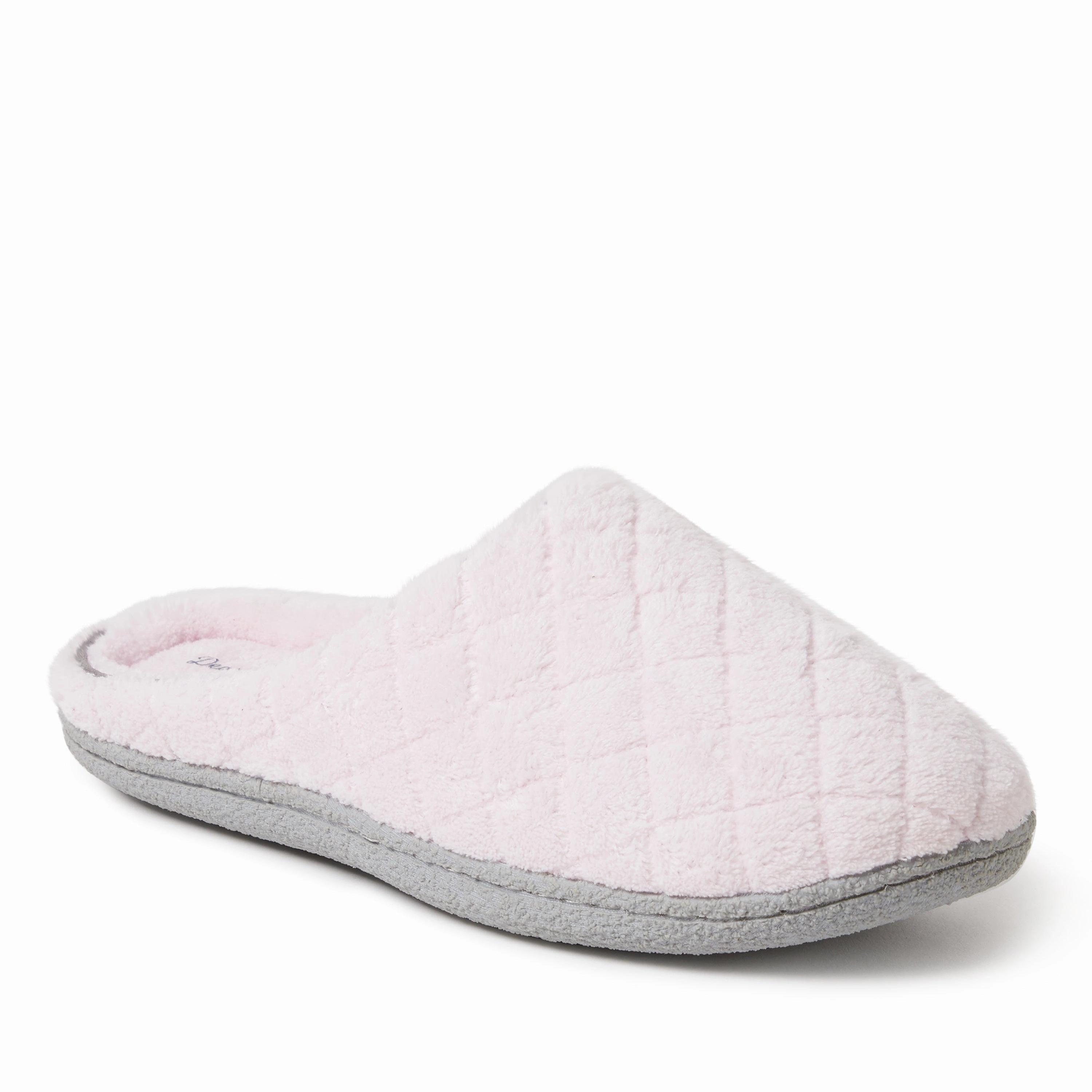Dearfoams Womens Leslie Quilted Microfiber Terry Memory Foam Clog Slipper