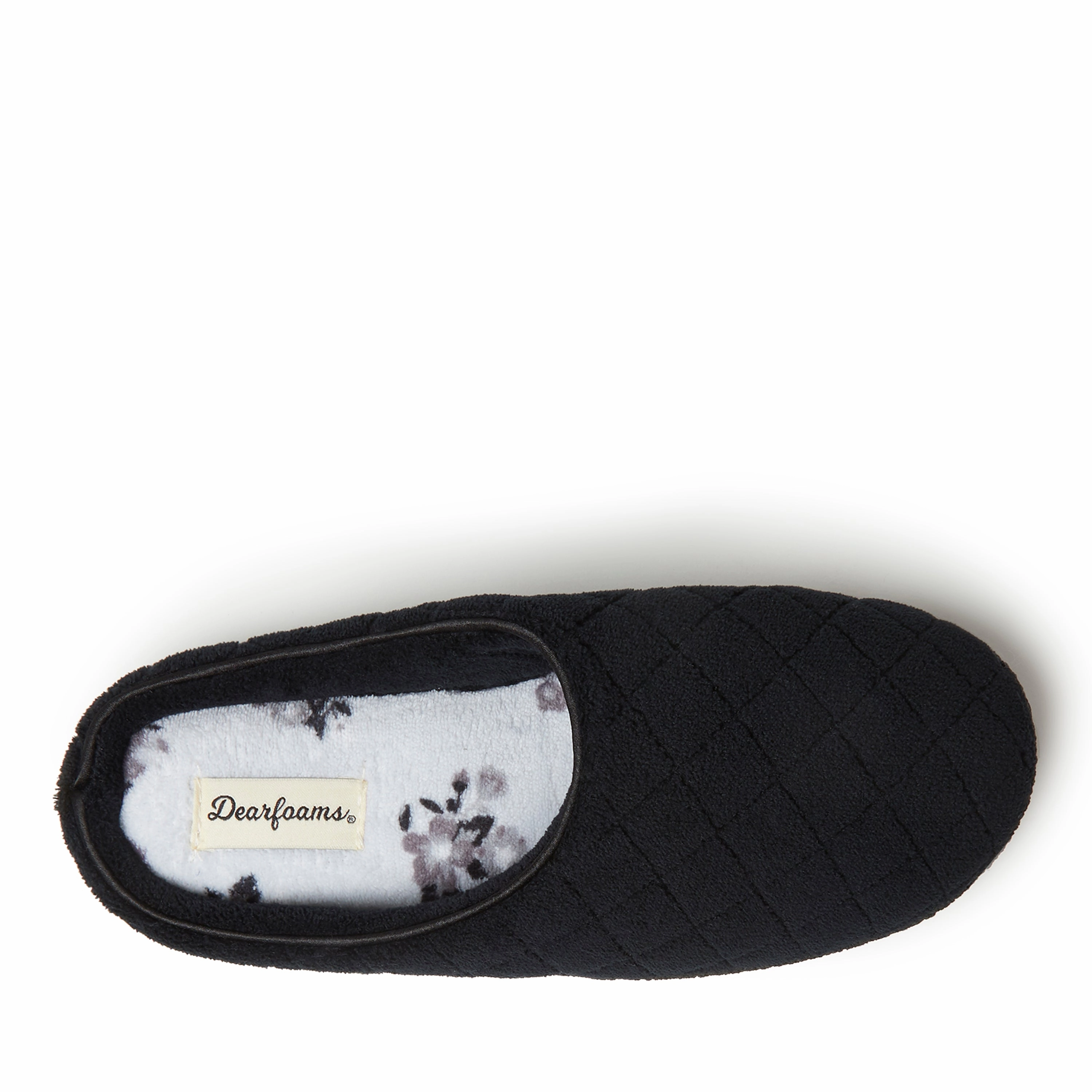 Dearfoams Womens Leslie Quilted Microfiber Terry Memory Foam Clog Slipper