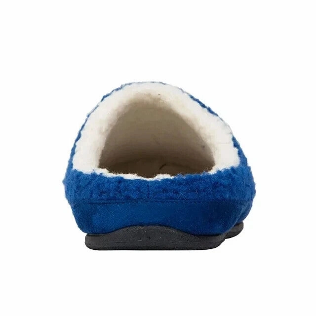 Deer Stags Clogs Men's US 8 Blue Smiley Face Faux Fur Slip On Slippers GBNC533
