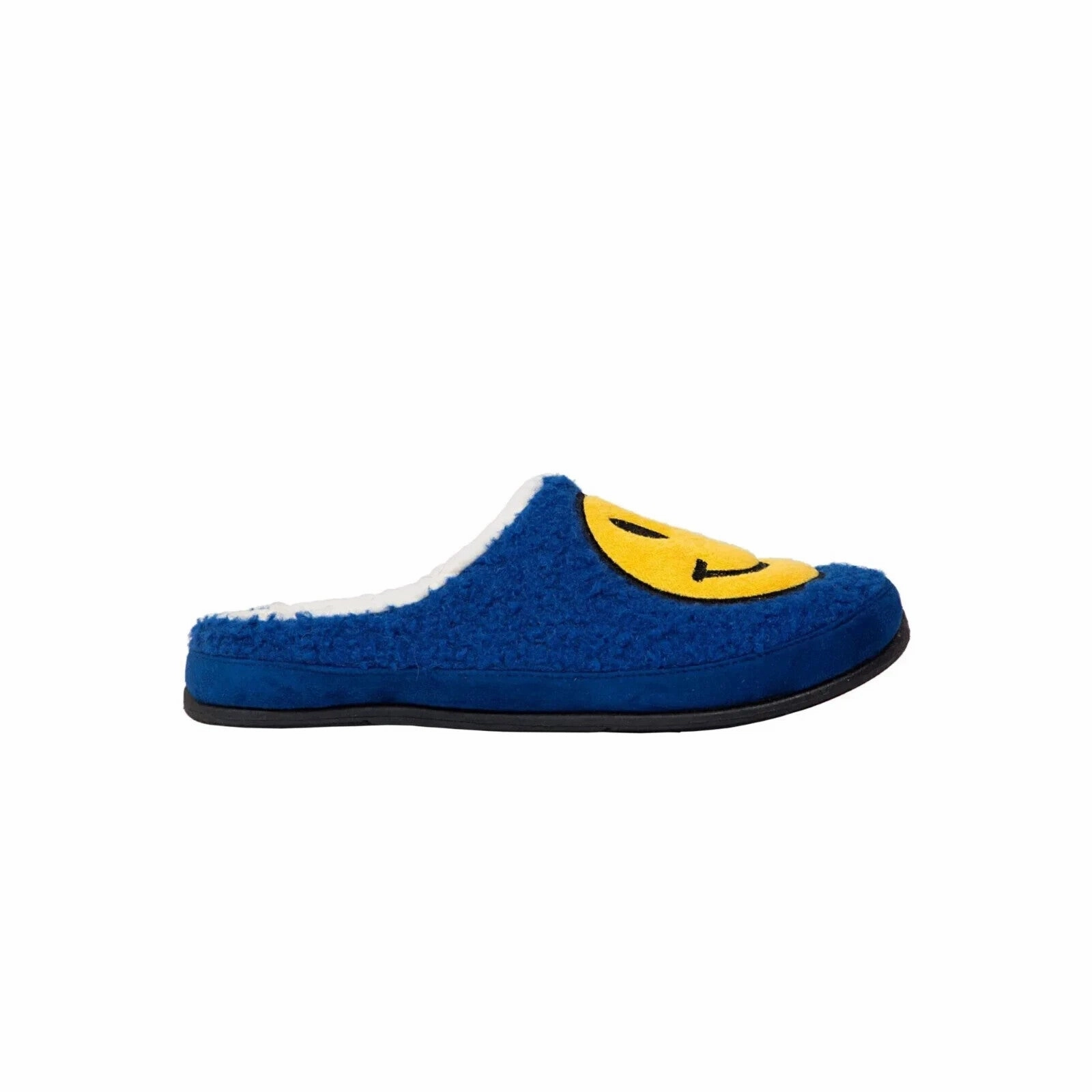 Deer Stags Clogs Men's US 8 Blue Smiley Face Faux Fur Slip On Slippers GBNC533