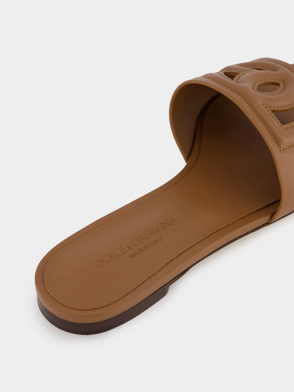 DG Logo Brown Calfskin Sliders