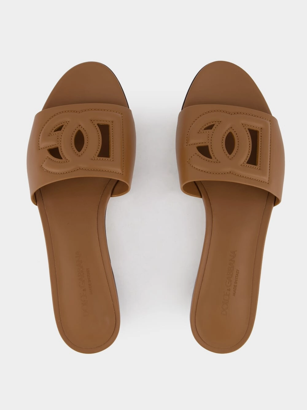 DG Logo Brown Calfskin Sliders