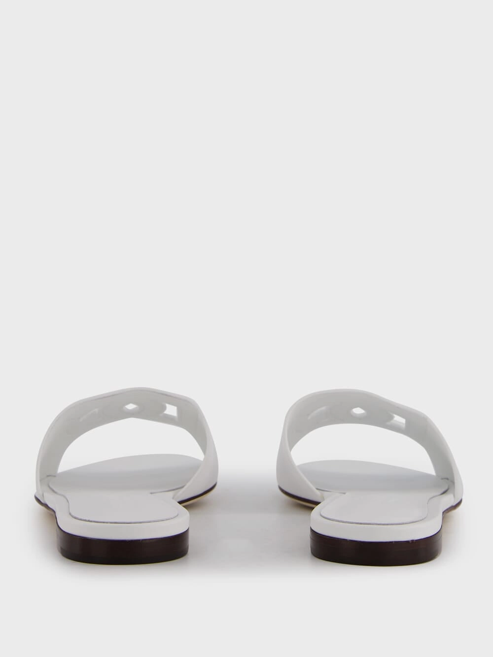 DG Logo White Calfskin Sliders