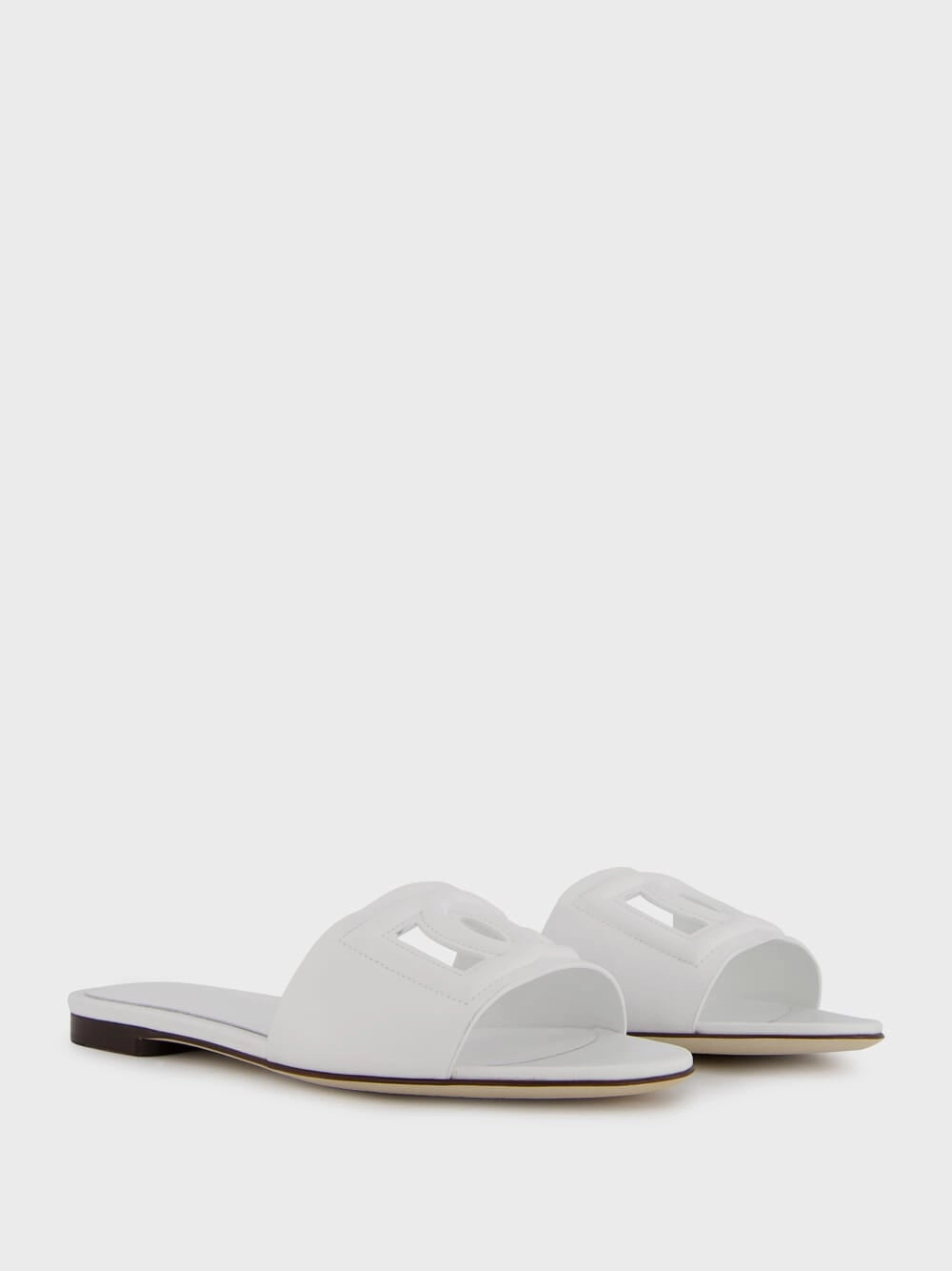 DG Logo White Calfskin Sliders