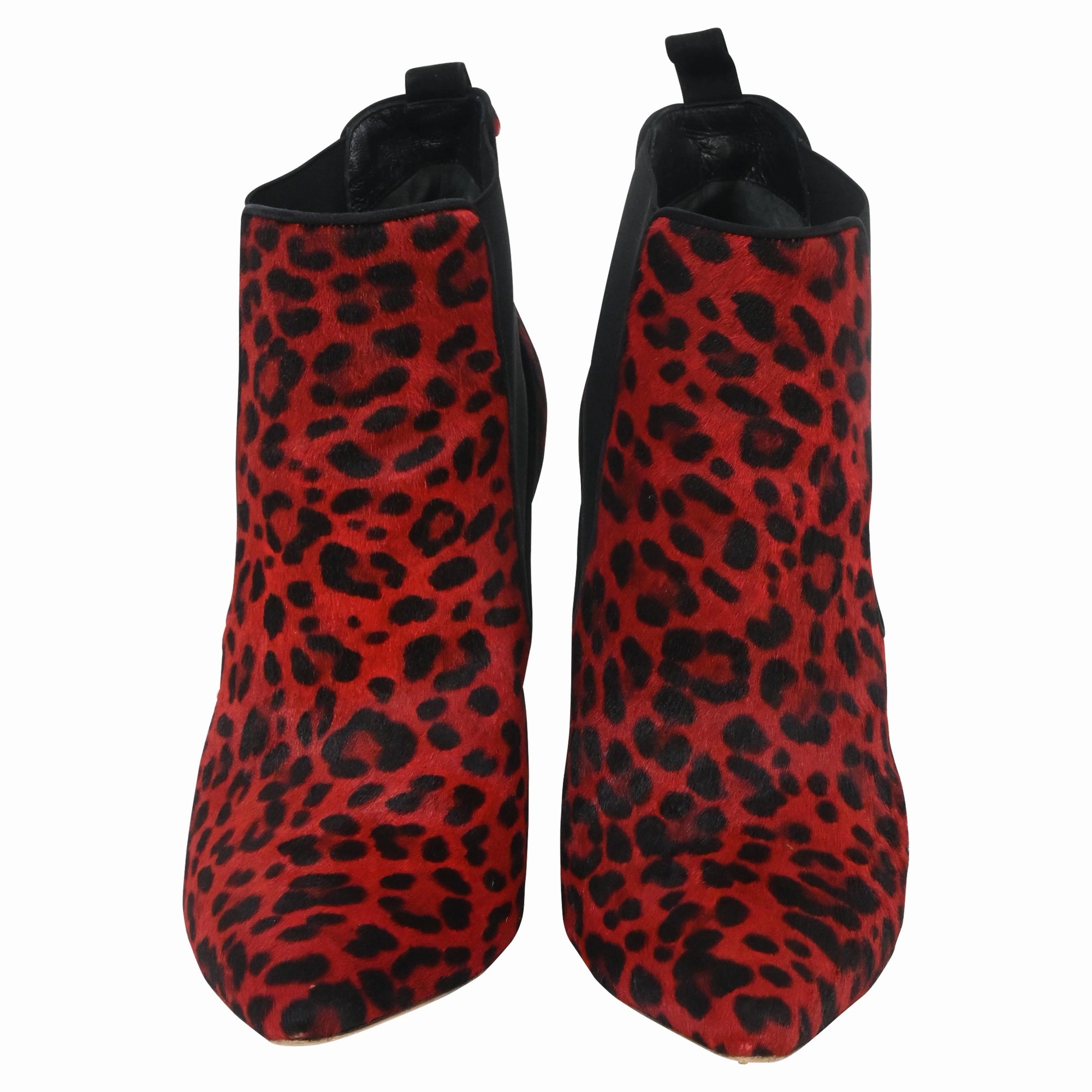 Dior Leopard Print Ankle Boots in Red Pony Hair