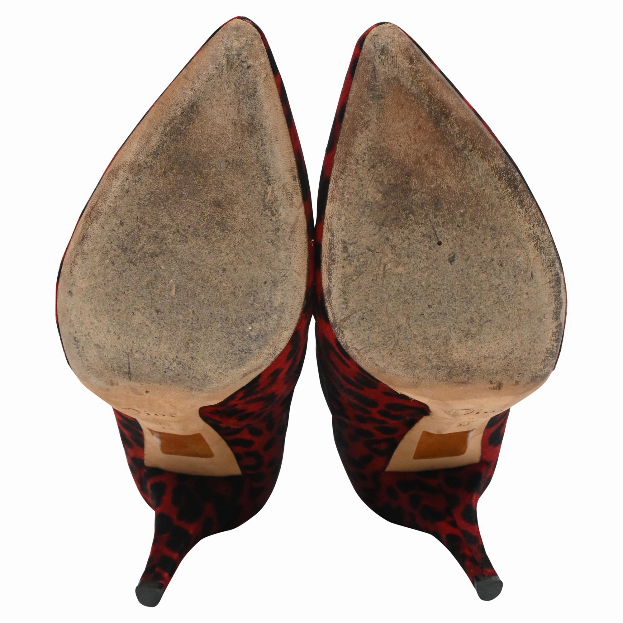 Dior Leopard Print Ankle Boots in Red Pony Hair