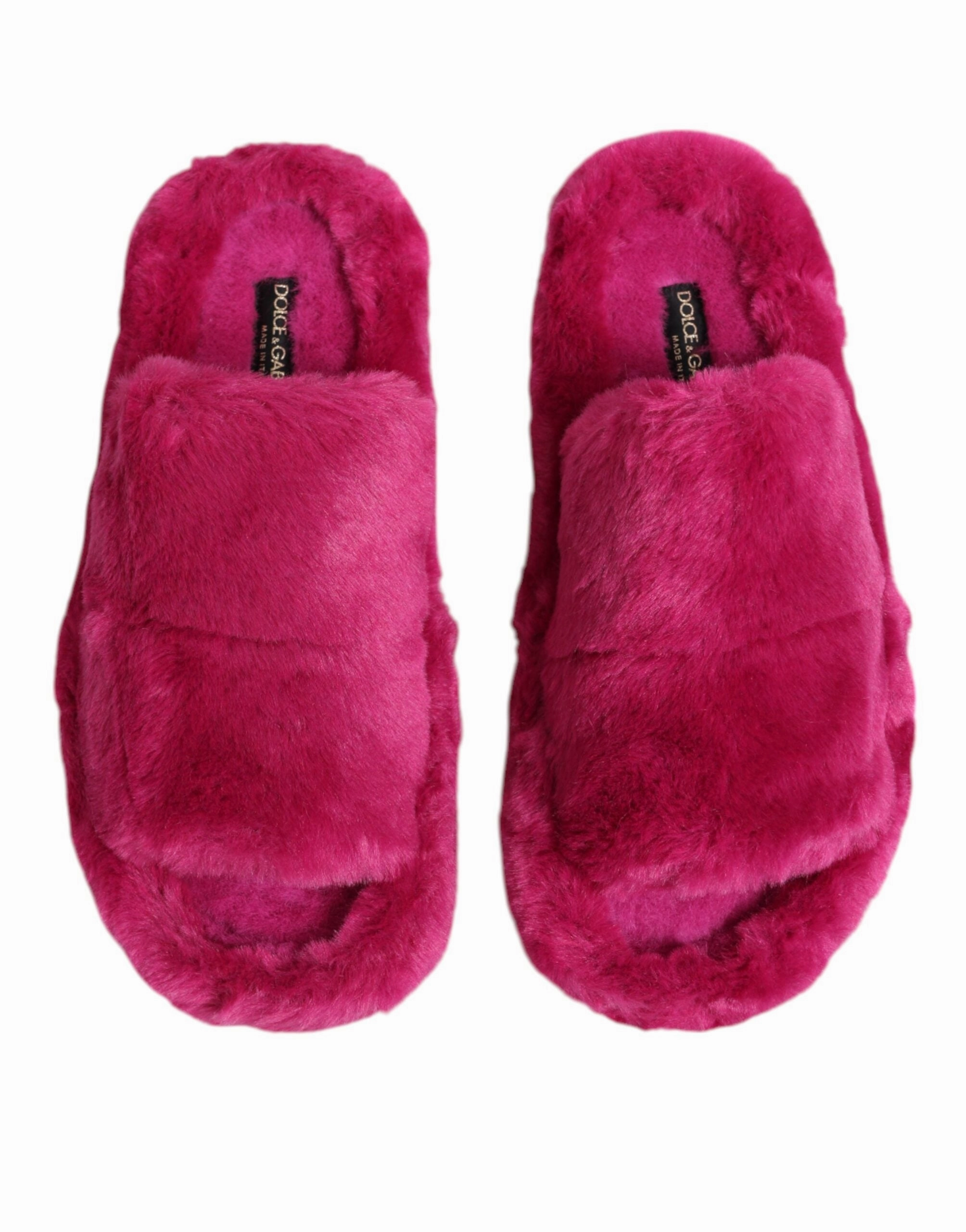 Dolce & Gabbana Acrylic Faux Fur Mens Flats Sandals Men's Shoes