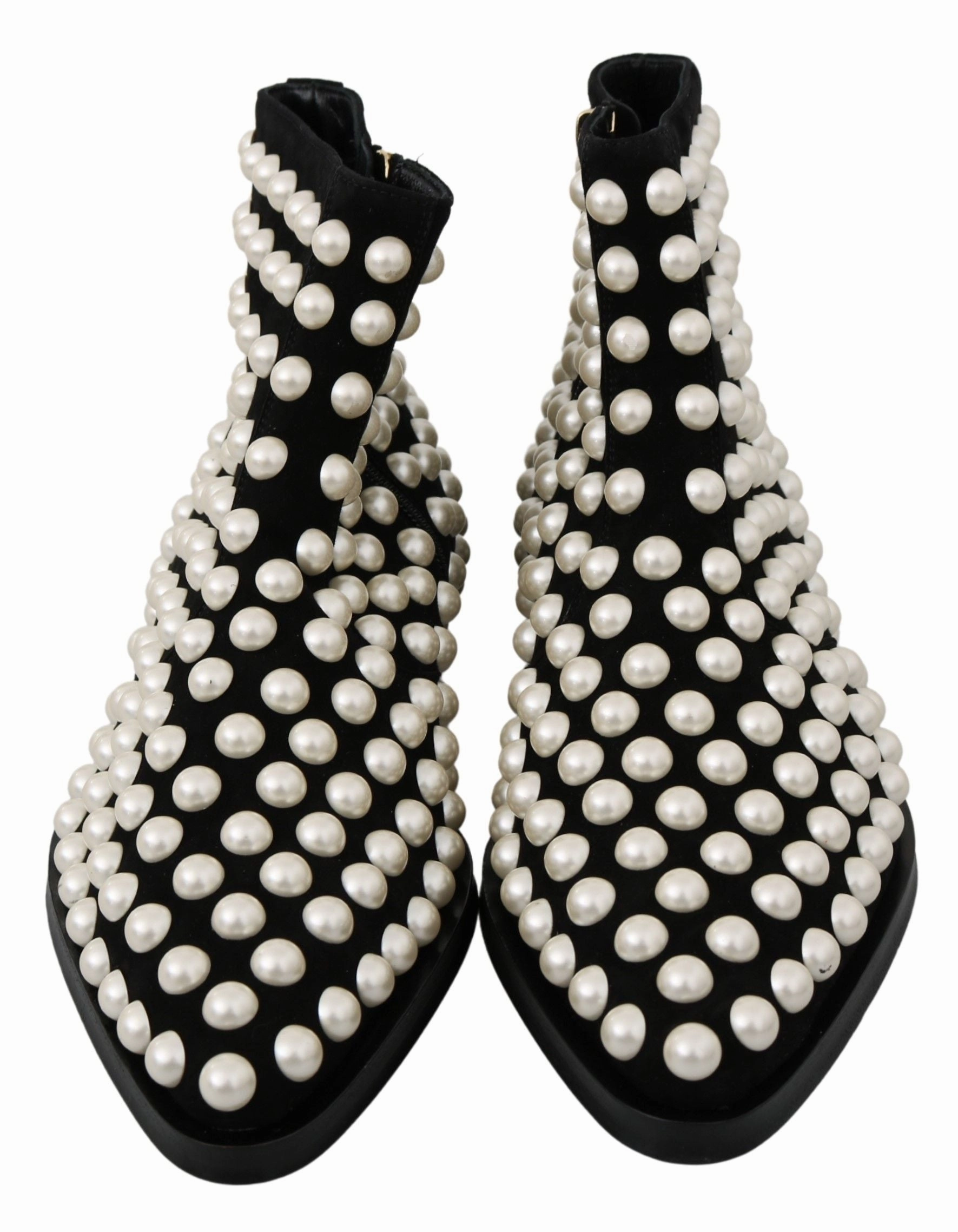 Dolce & Gabbana Chic Suede Ankle Boots with Women's Pearls