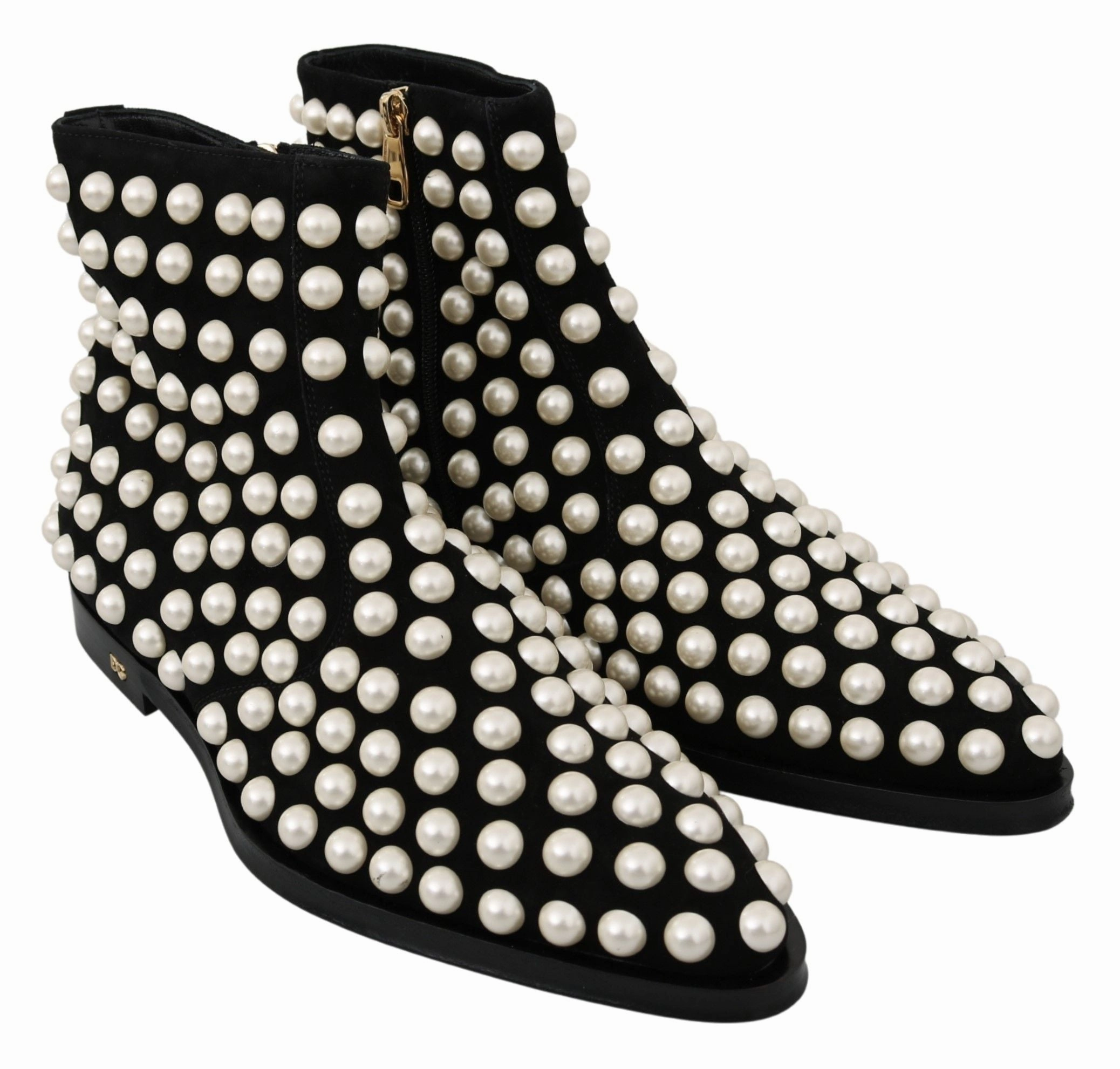 Dolce & Gabbana Chic Suede Ankle Boots with Women's Pearls