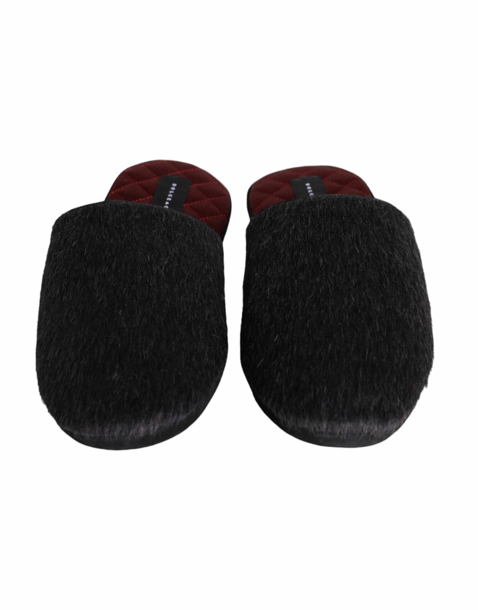 Dolce & Gabbana Faux Fur Slides Slippers Slip On Men's Shoes
