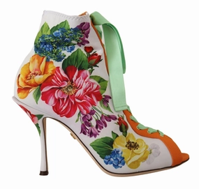 Dolce & Gabbana Floral Open Toe Jersey Women's Heels Promo on Womens Fashionable Boots