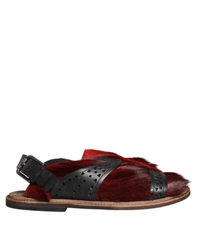 Dolce & Gabbana  Gazelle Hair Leather Sandals Men's Shoes Discount Mens Beach Sandals