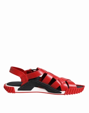 Dolce & Gabbana  Leather Ankle Strap Sandals Men's Shoes Discount Mens Beach Sandals