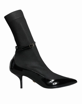 Dolce & Gabbana Leather Stilettos Booties Socks Women's Shoes Promo on Womens Fashionable Boots