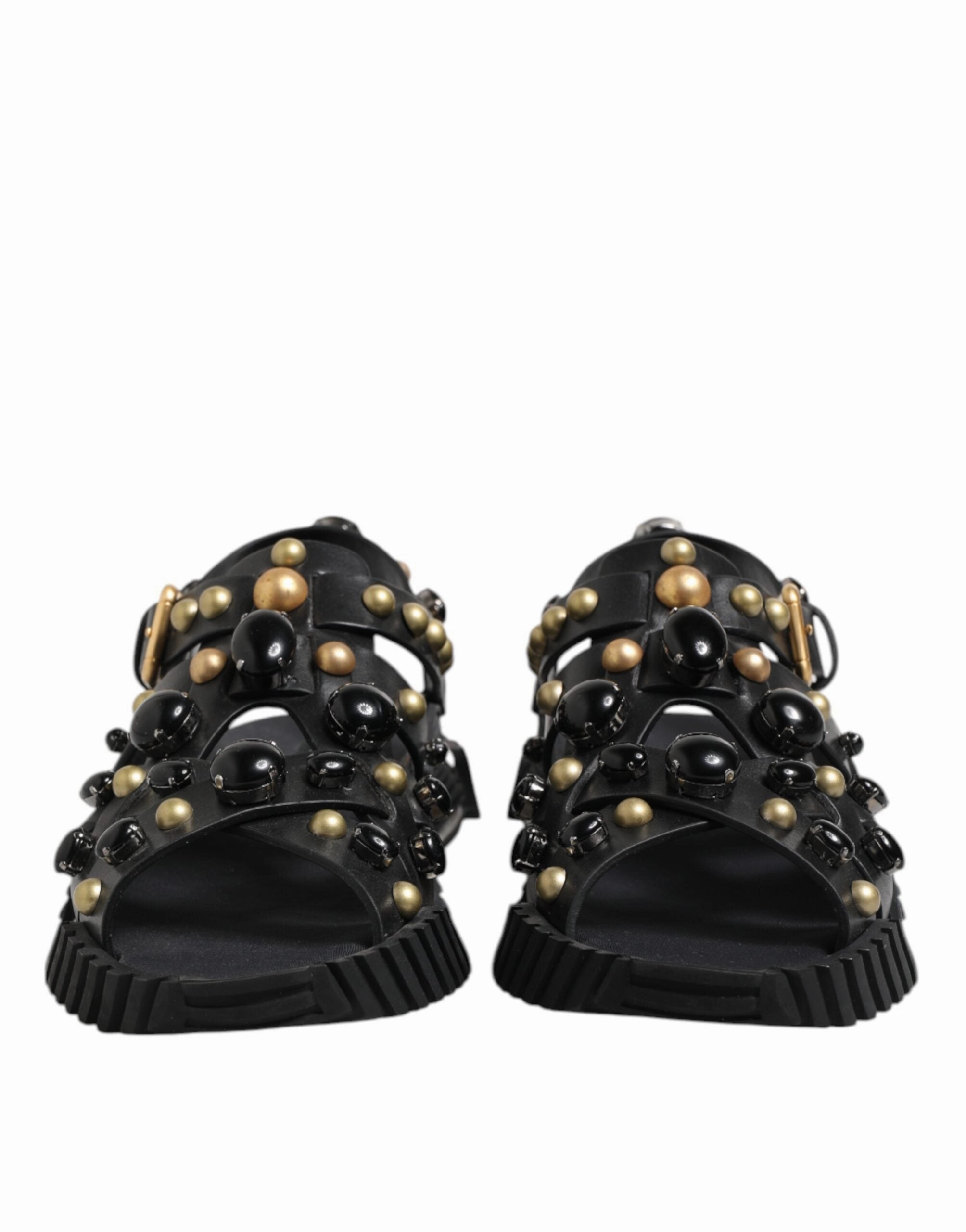 Dolce & Gabbana Leather Studded Ankle Strap Sandals Men's Shoes
