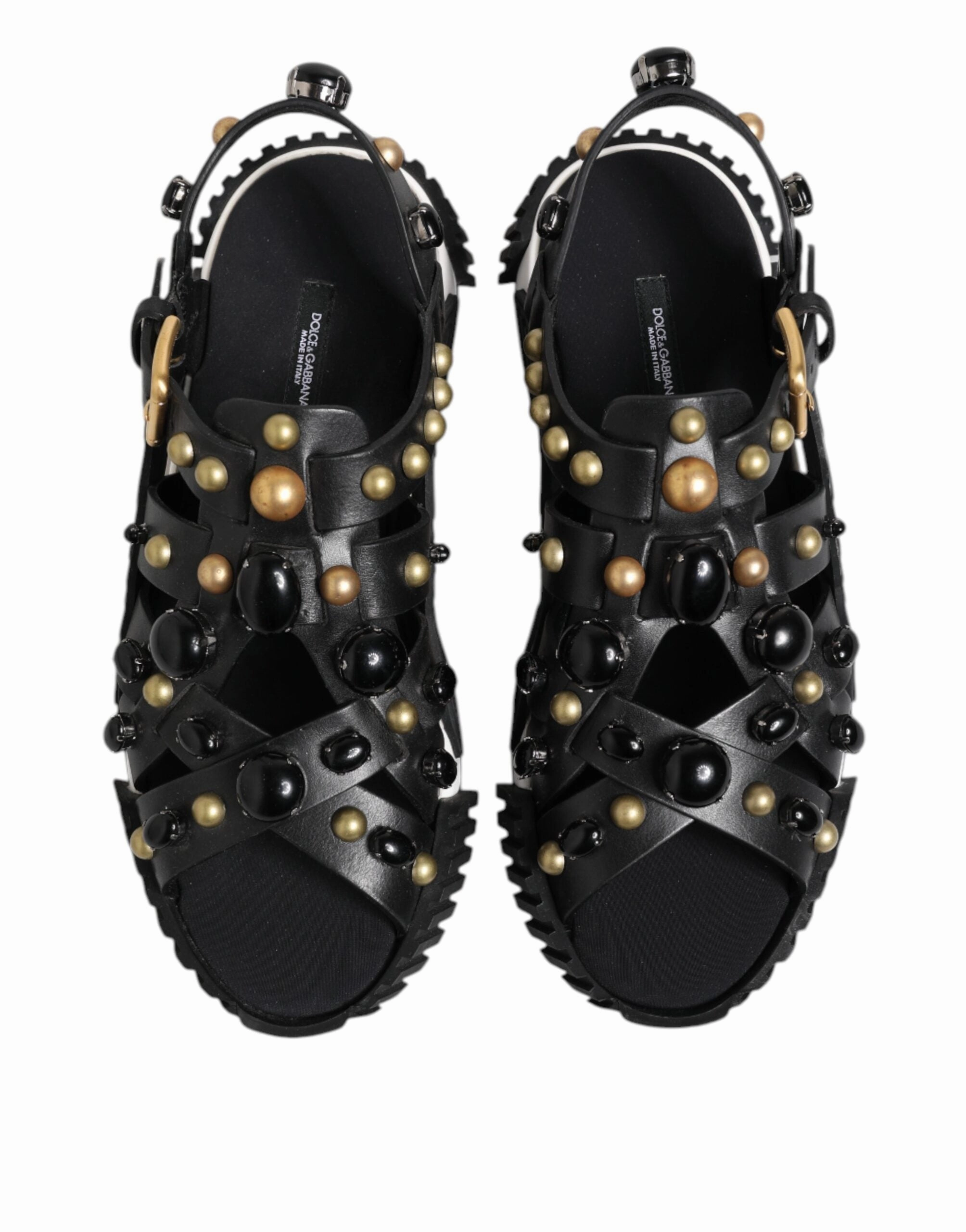Dolce & Gabbana Leather Studded Ankle Strap Sandals Men's Shoes