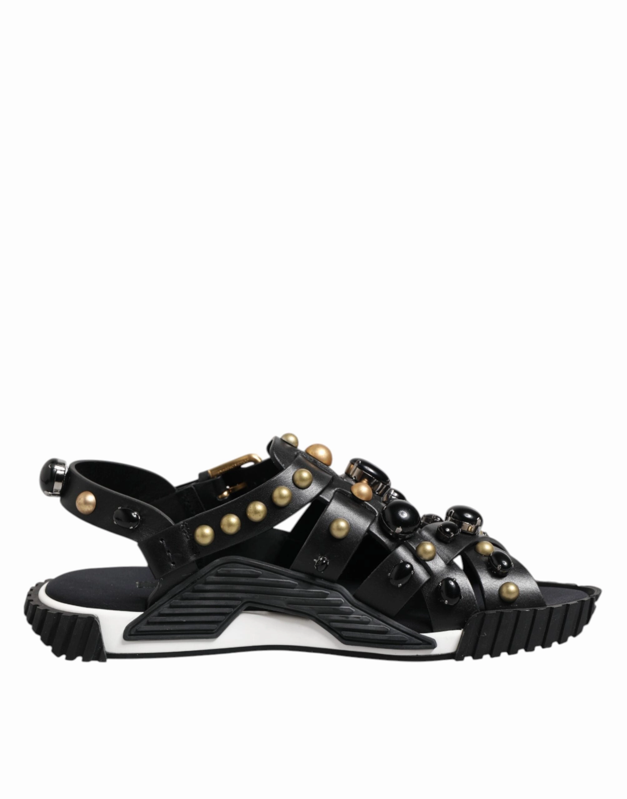 Dolce & Gabbana Leather Studded Ankle Strap Sandals Men's Shoes Discount Mens Beach Sandals