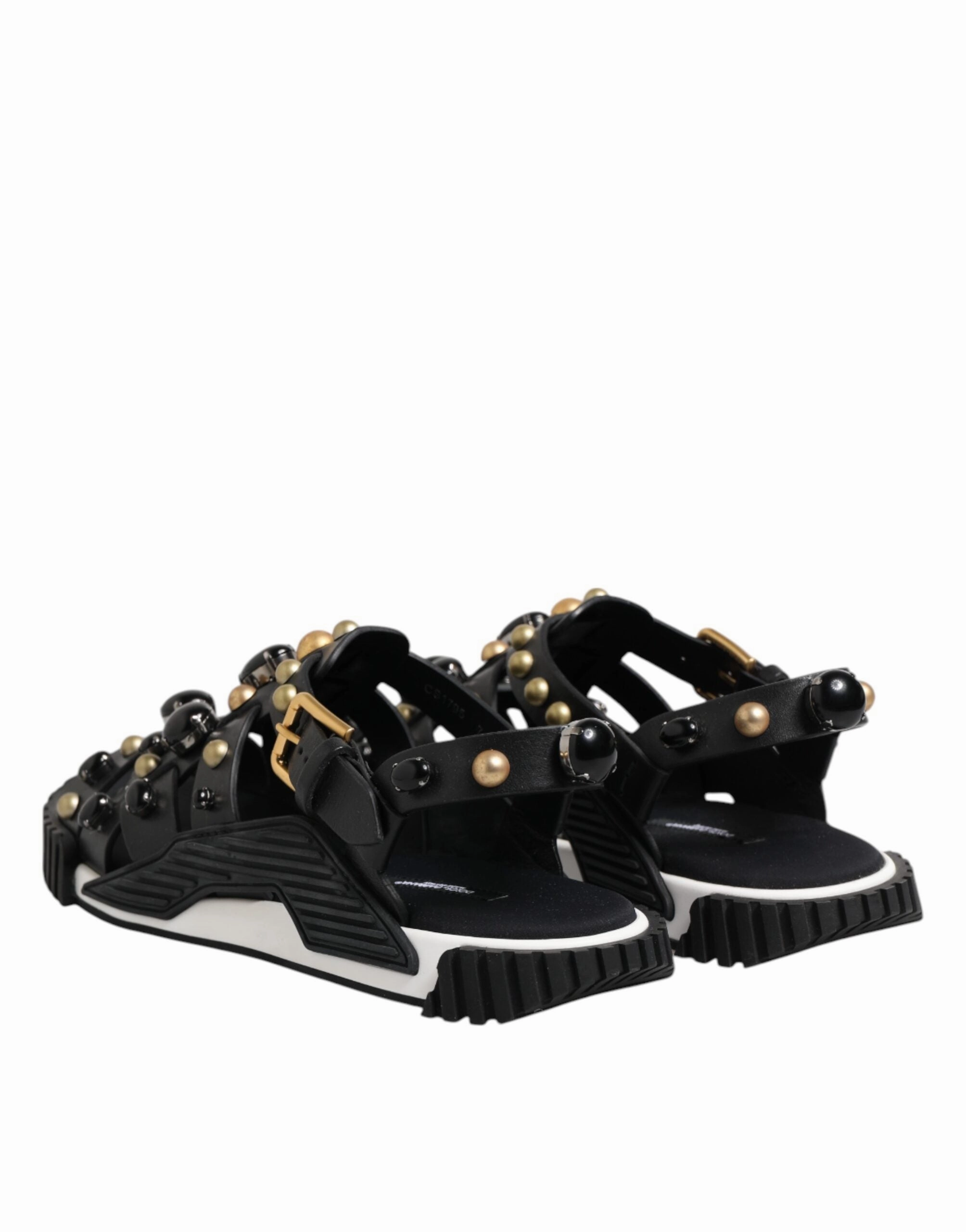 Dolce & Gabbana Leather Studded Ankle Strap Sandals Men's Shoes