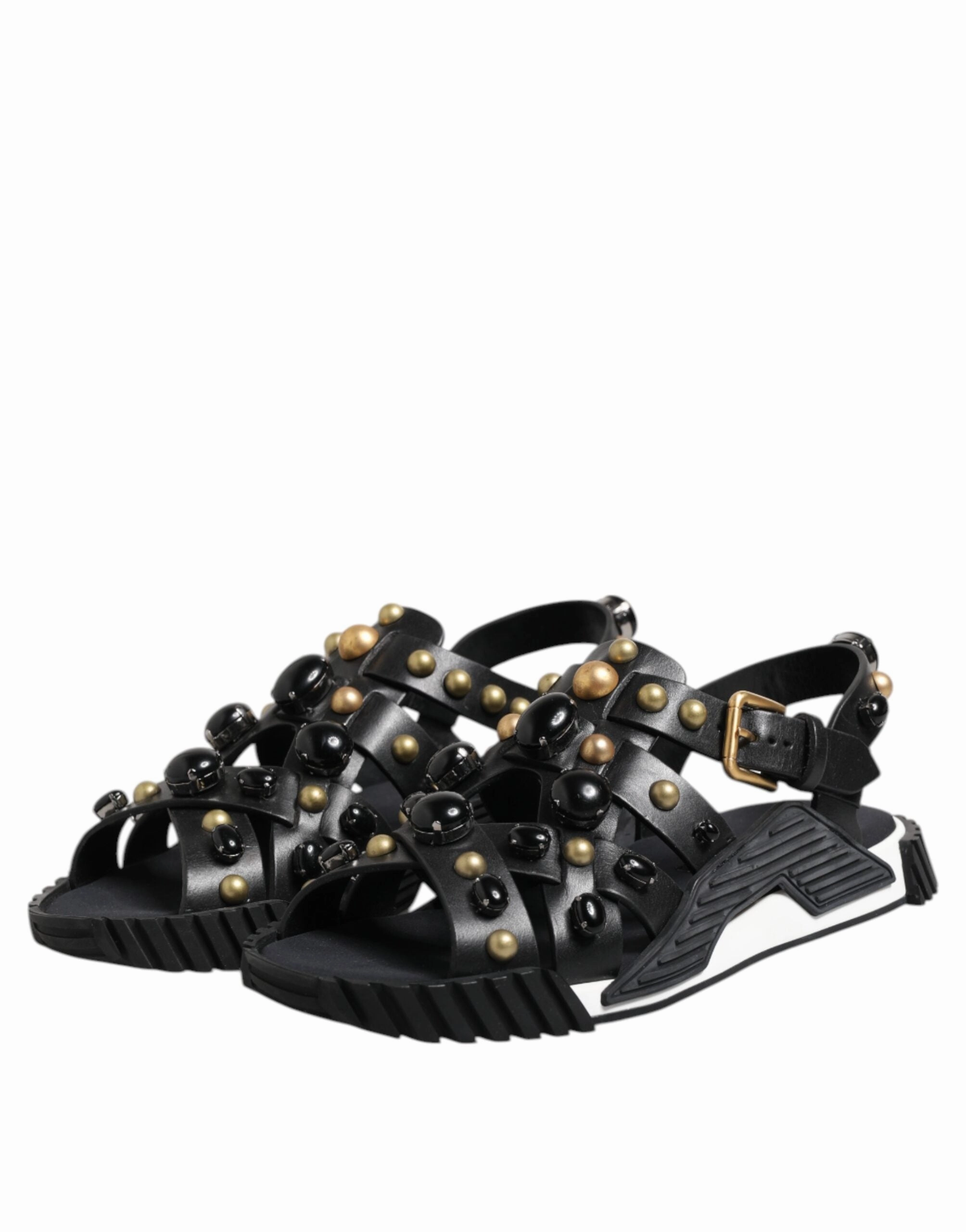 Dolce & Gabbana Leather Studded Ankle Strap Sandals Men's Shoes