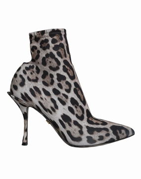 Dolce & Gabbana Leopard Stretch Heels Ankle Boots Women's Shoes Promo on Womens Fashionable Boots