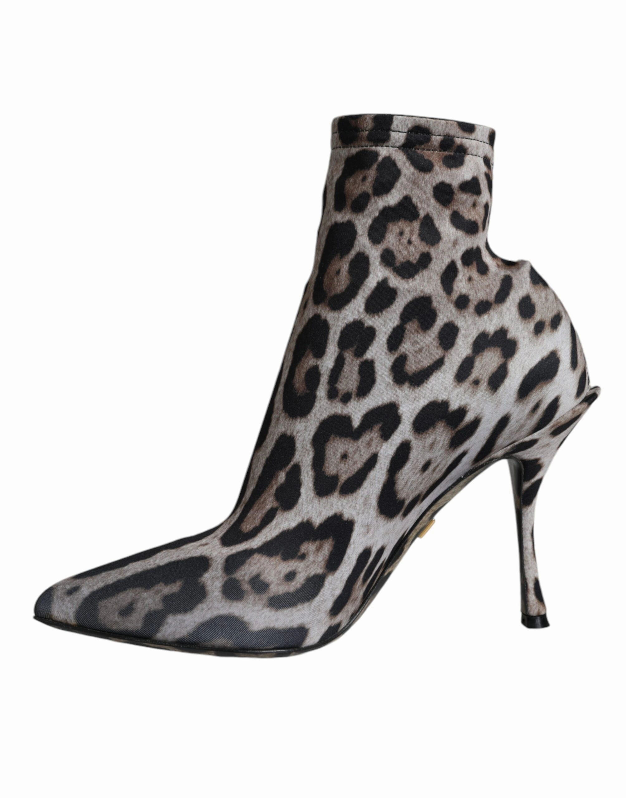 Dolce & Gabbana Leopard Stretch Heels Ankle Boots Women's Shoes