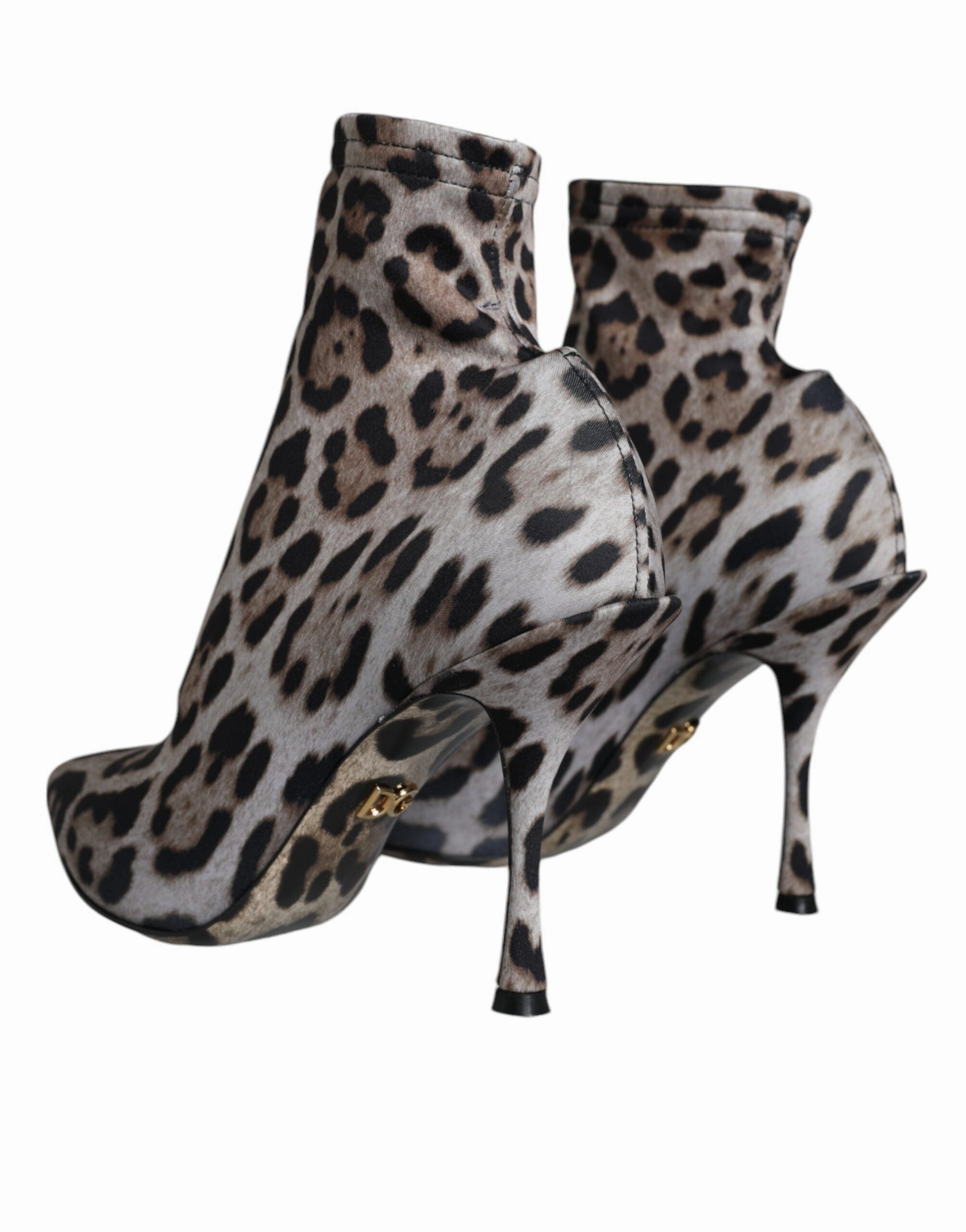 Dolce & Gabbana Leopard Stretch Heels Ankle Boots Women's Shoes