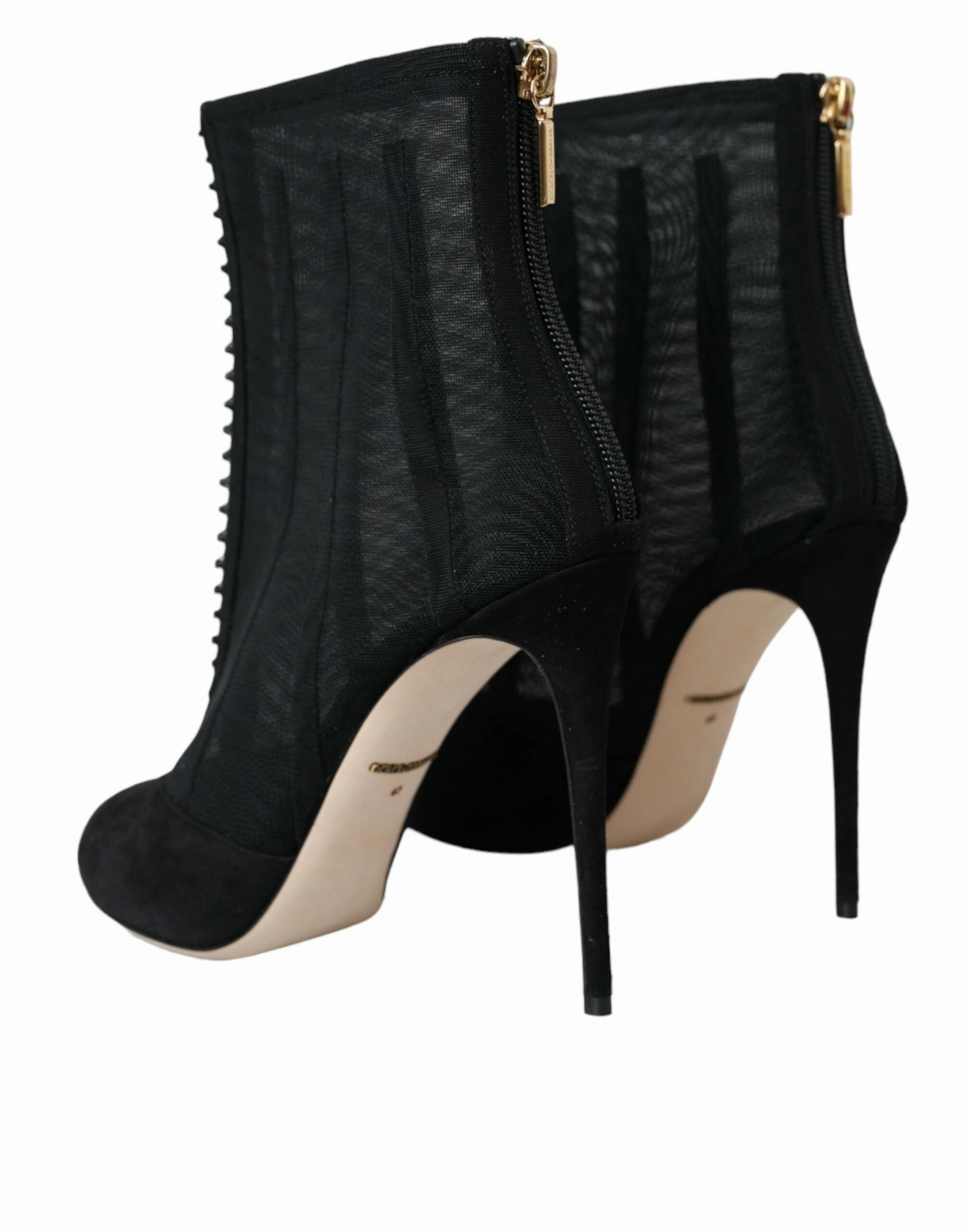 Dolce & Gabbana Mesh Stiletto Heels Ankle Boots Women's Shoes