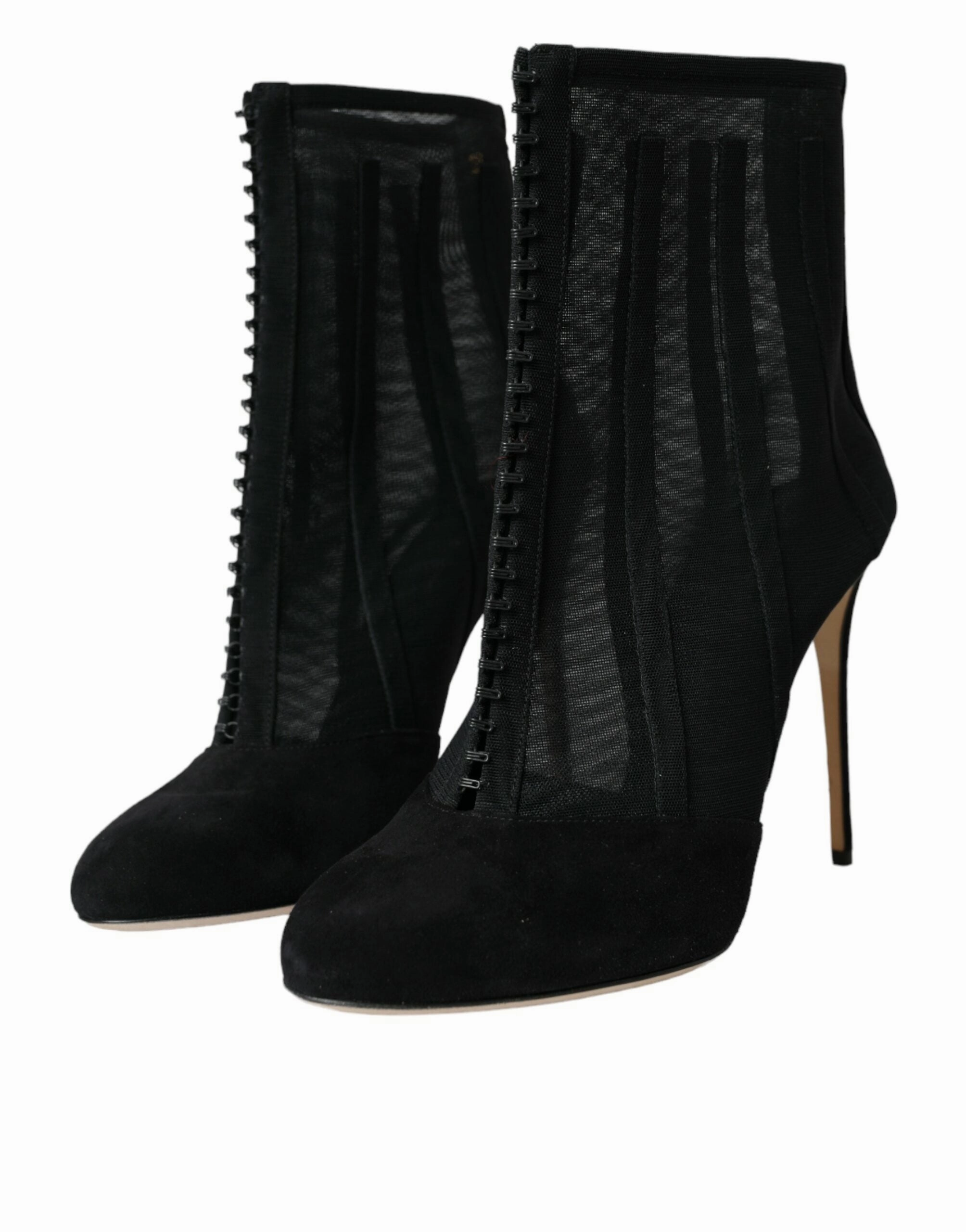 Dolce & Gabbana Mesh Stiletto Heels Ankle Boots Women's Shoes