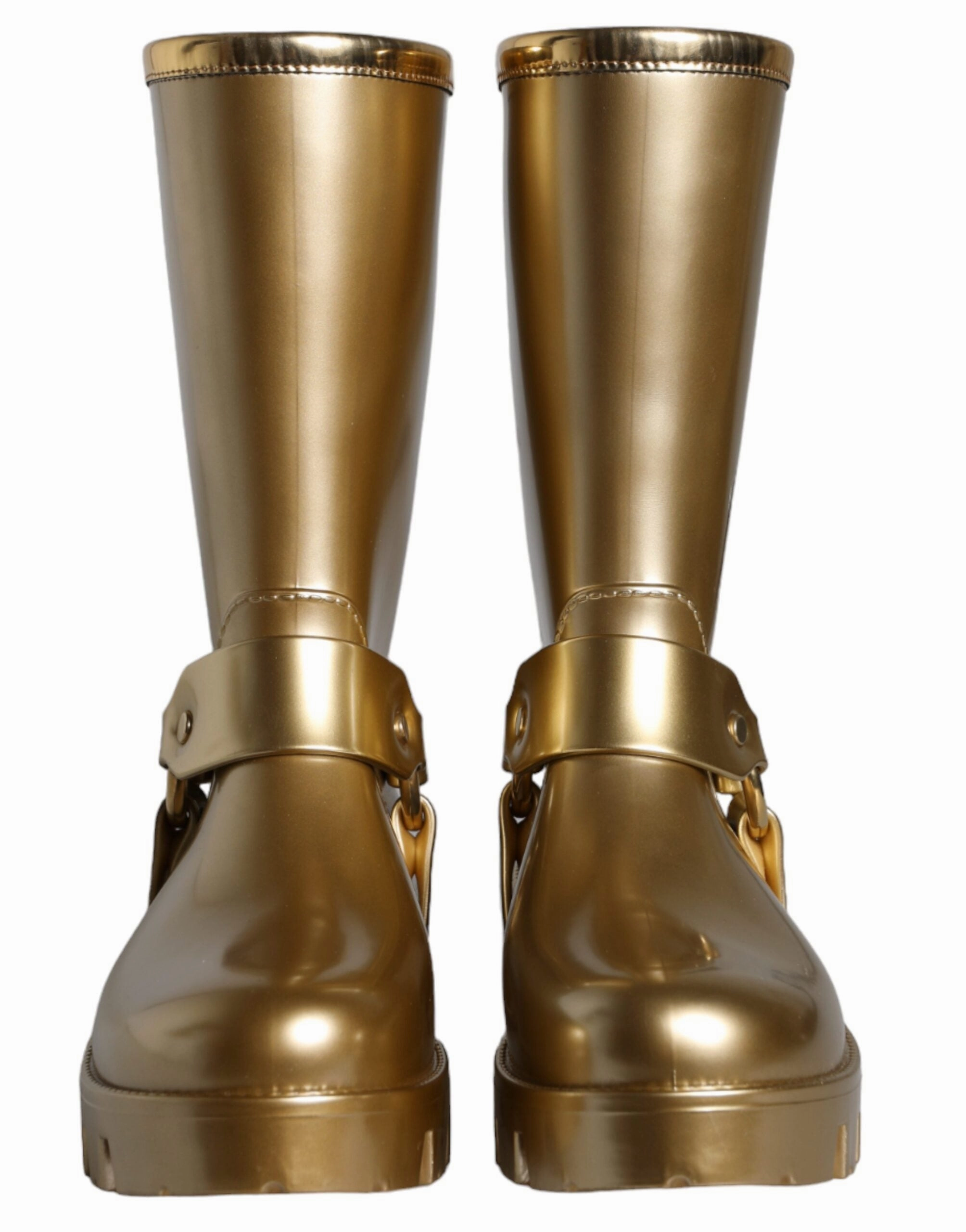 Dolce & Gabbana Metallic Rubber PVC Rain Boots Women's Shoes