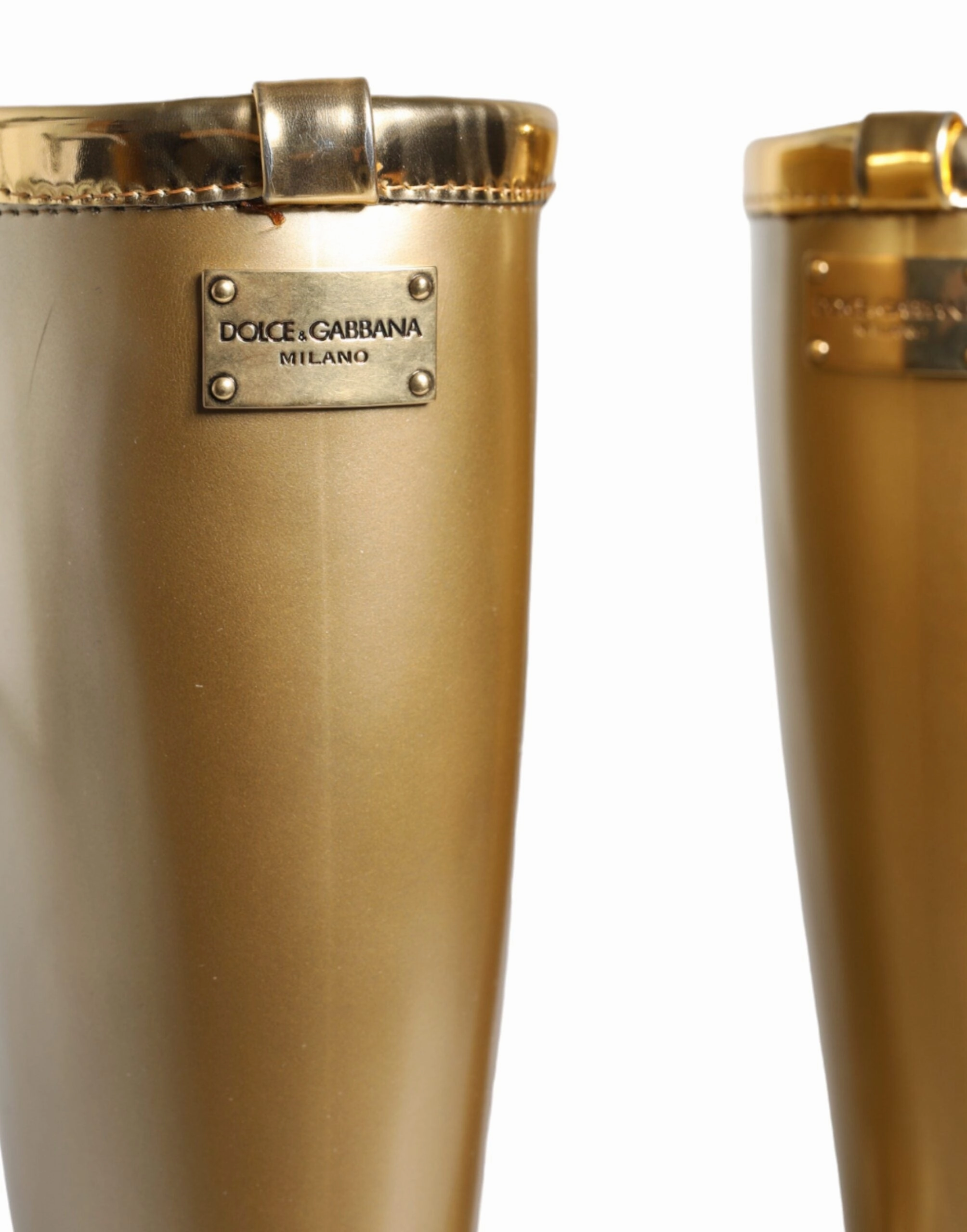 Dolce & Gabbana Metallic Rubber PVC Rain Boots Women's Shoes