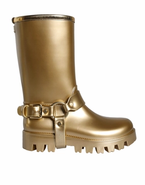 Dolce & Gabbana Metallic Rubber PVC Rain Boots Women's Shoes Promo on Womens Fashionable Boots