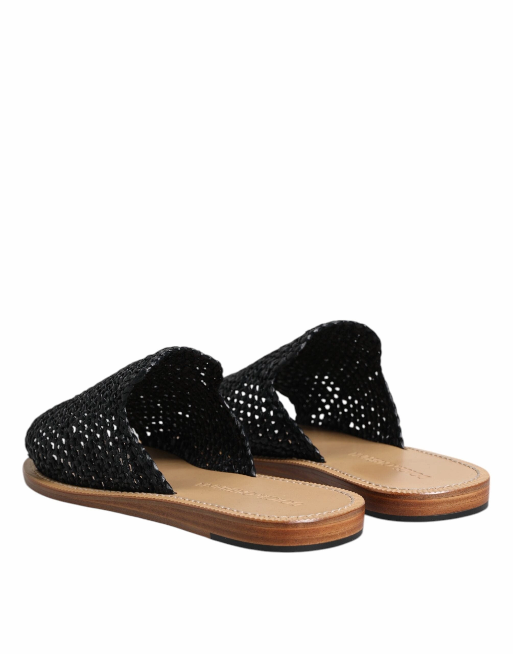Dolce & Gabbana Monochrome Braided Raffia Slides Men's Shoes