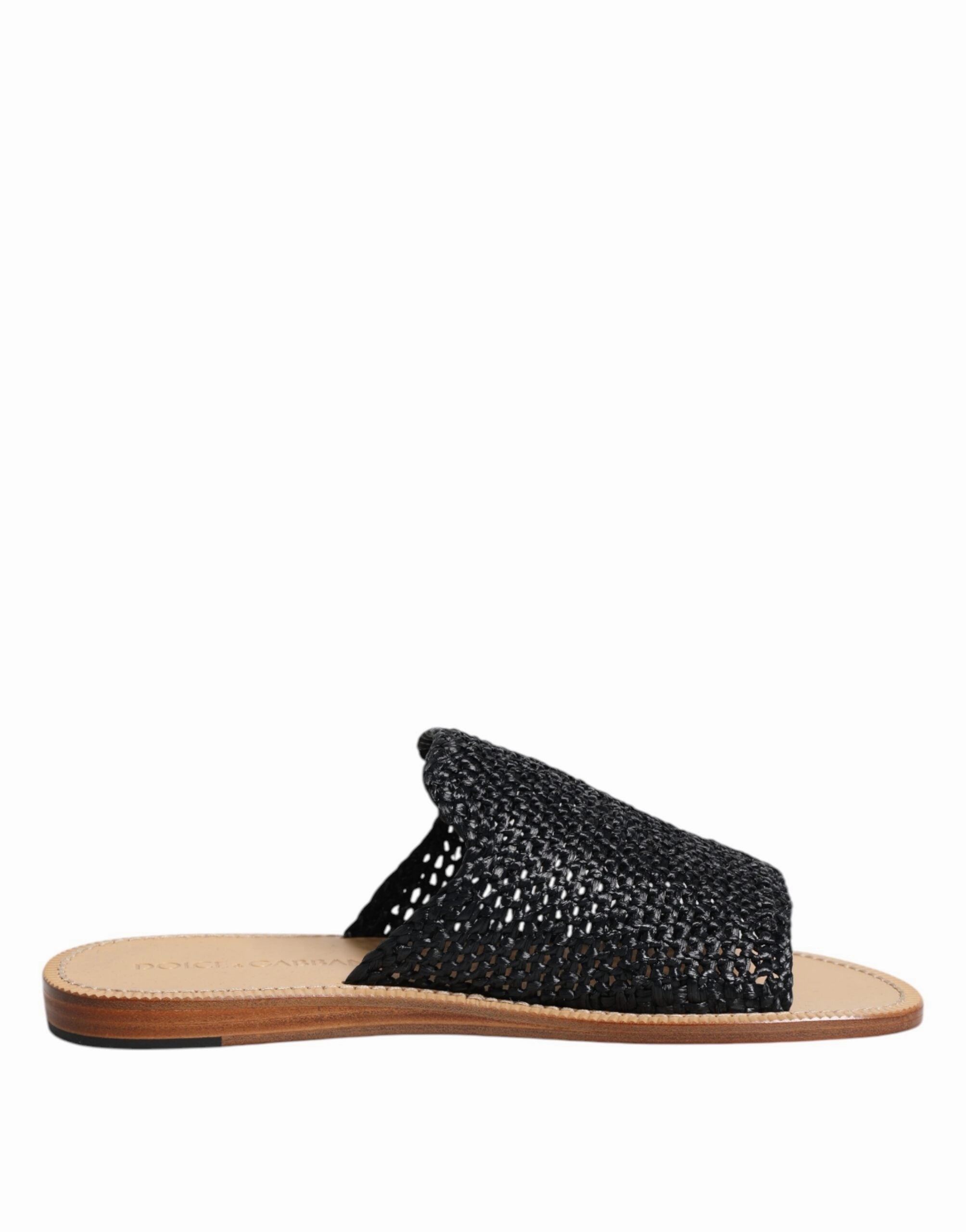 Dolce & Gabbana Monochrome Braided Raffia Slides Men's Shoes Discount Mens Beach Sandals