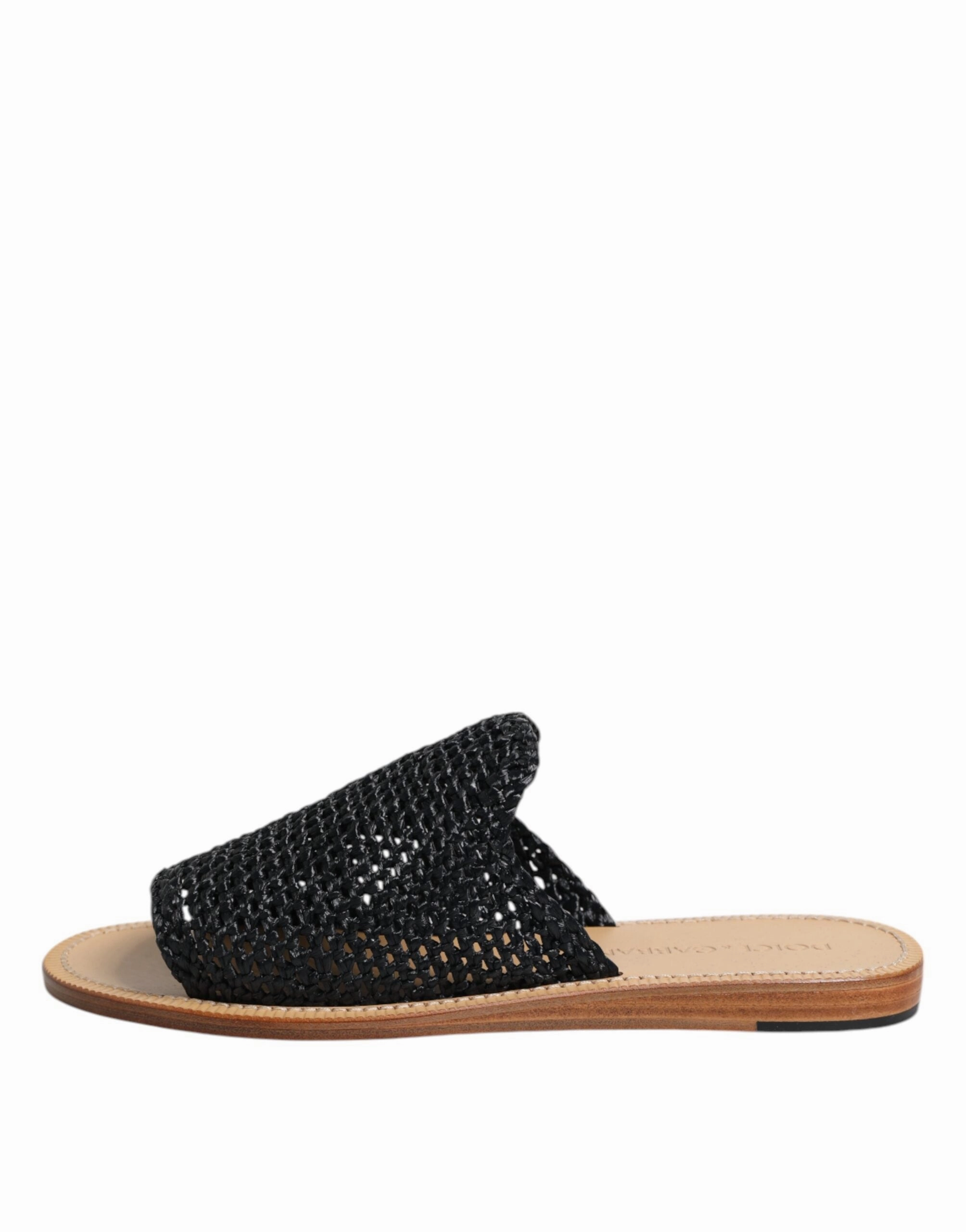 Dolce & Gabbana Monochrome Braided Raffia Slides Men's Shoes