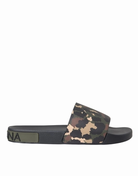 Dolce & Gabbana multi Camouflage Leather Beachwear Men Men's Shoes Discount Mens Beach Sandals