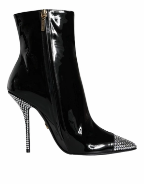 Dolce & Gabbana Patent Leather Crystal Heel Boots Women's Shoes Promo on Womens Fashionable Boots