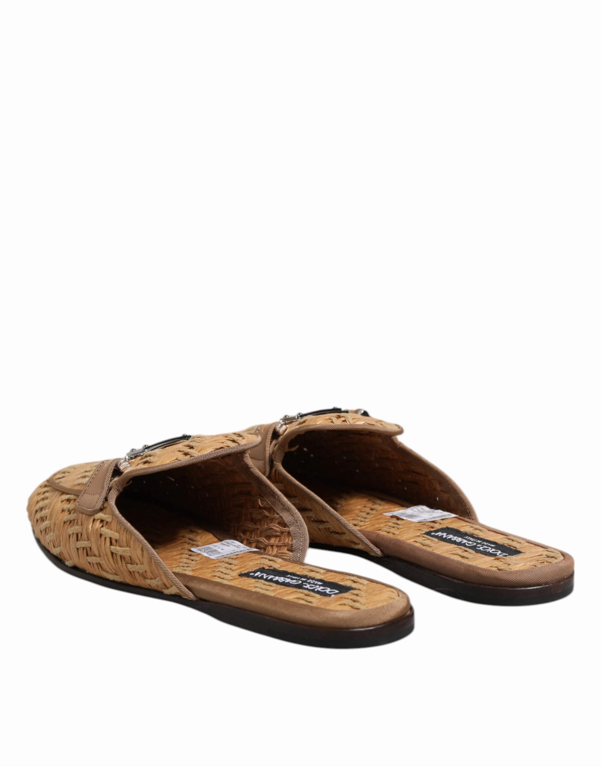 Dolce & Gabbana Rattan Flat Mule Men Sandals Men's Shoes