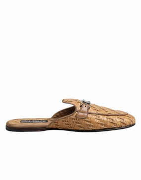 Dolce & Gabbana Rattan Flat Mule Men Sandals Men's Shoes Discount Mens Beach Sandals