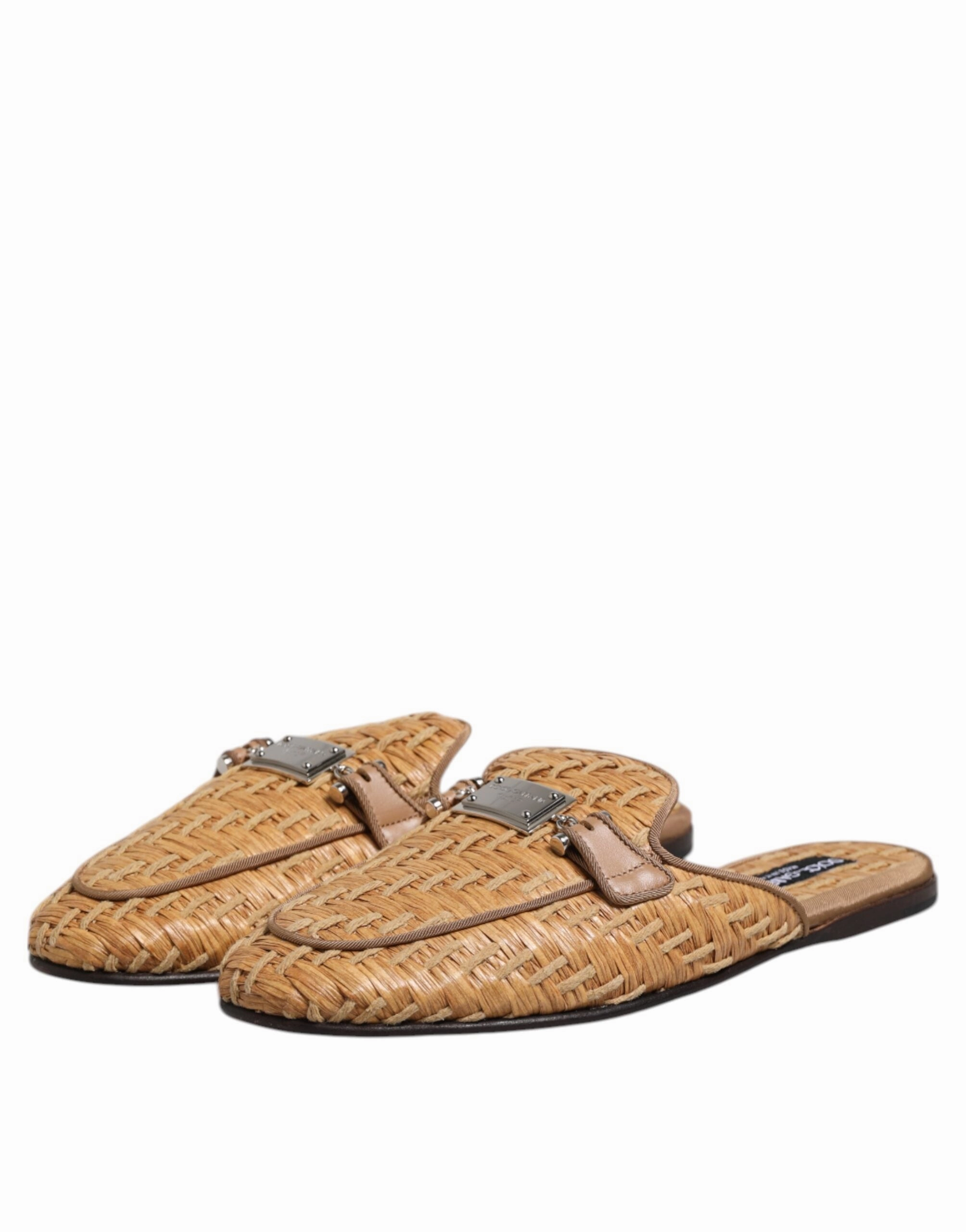 Dolce & Gabbana Rattan Flat Mule Men Sandals Men's Shoes