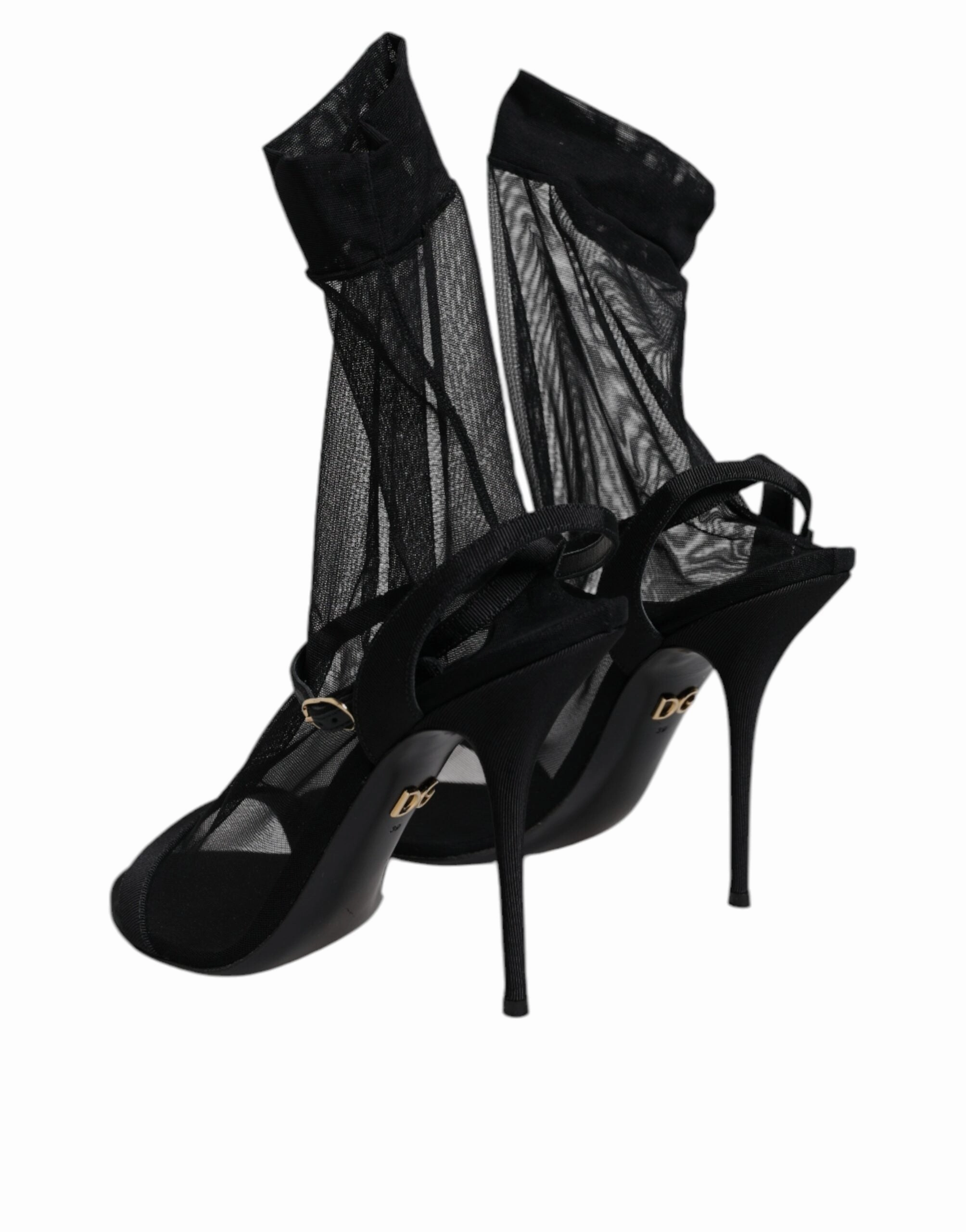 Dolce & Gabbana Tulle Stretch Heels Sandals Women's Shoes (Pre-Owned)