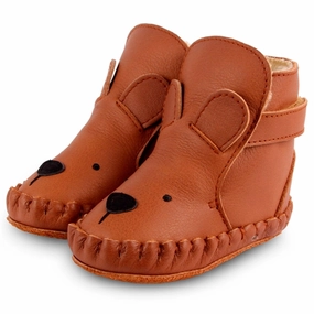 Donsje Baby Kapi Classic Lining Bear Cognac House Slippers for Kids on sale