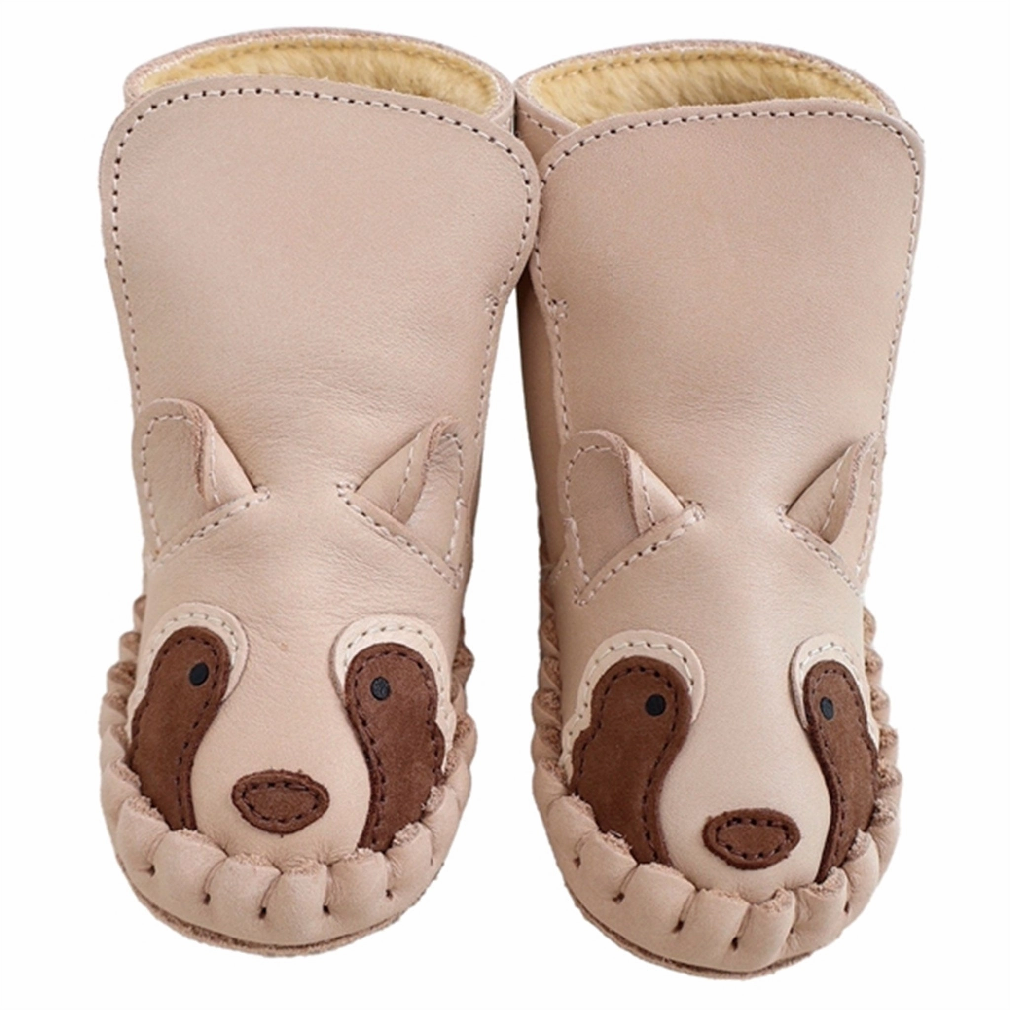 Donsje Baby Kapi Special Lining Futter Racoon Ivory Classic Leather House Slippers for Kids on sale