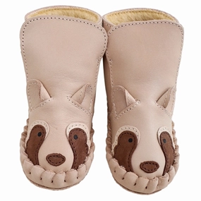 Donsje Baby Kapi Special Lining Futter Racoon Ivory Classic Leather House Slippers for Kids on sale