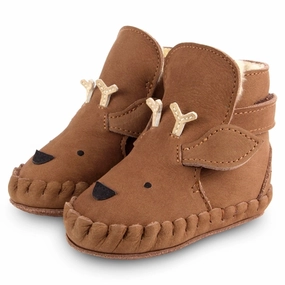 Donsje Baby Kapi Special Lining Stag Hazelnut Nubuck House Slippers for Kids on sale
