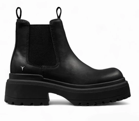 Dopamine - Women's Black Slip On Leather Chelsea Boots Promo on Womens Fashionable Boots