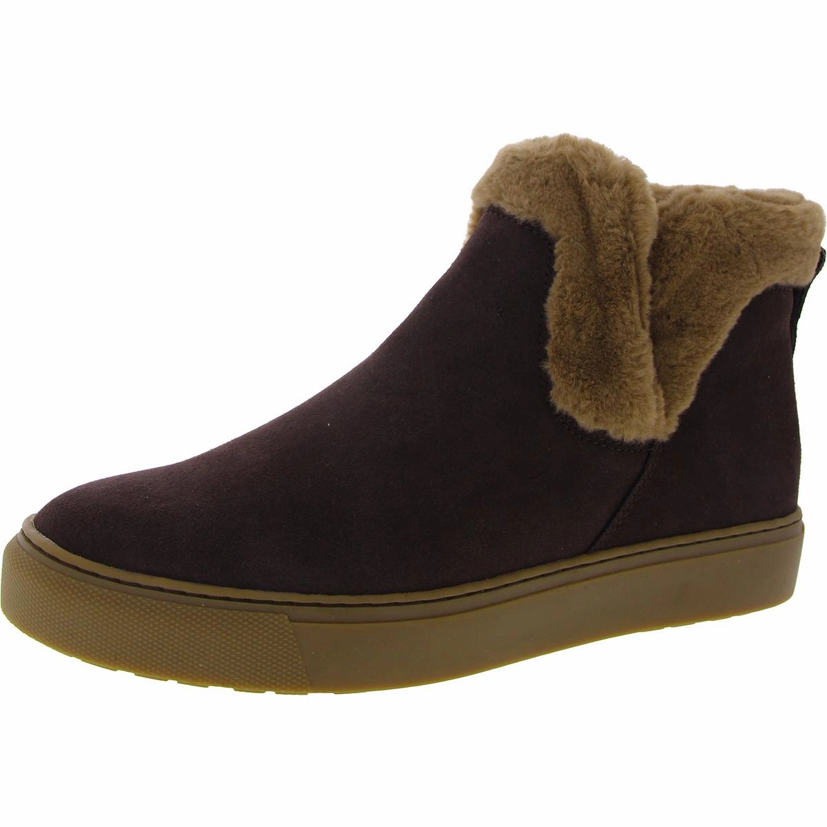 Duffy Womens Faux Leather Faux Fur Trim Ankle Boots