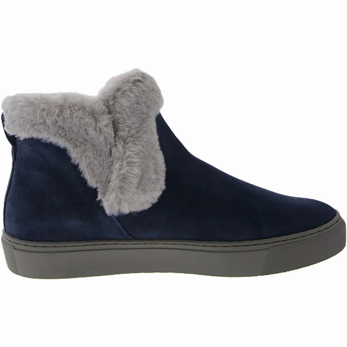 Duffy Womens Faux Leather Faux Fur Trim Ankle Boots