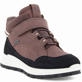 Ecco Exostrike Velcro Ankle Boot Black/Dusty Purple Winter Boots for Kids on sale