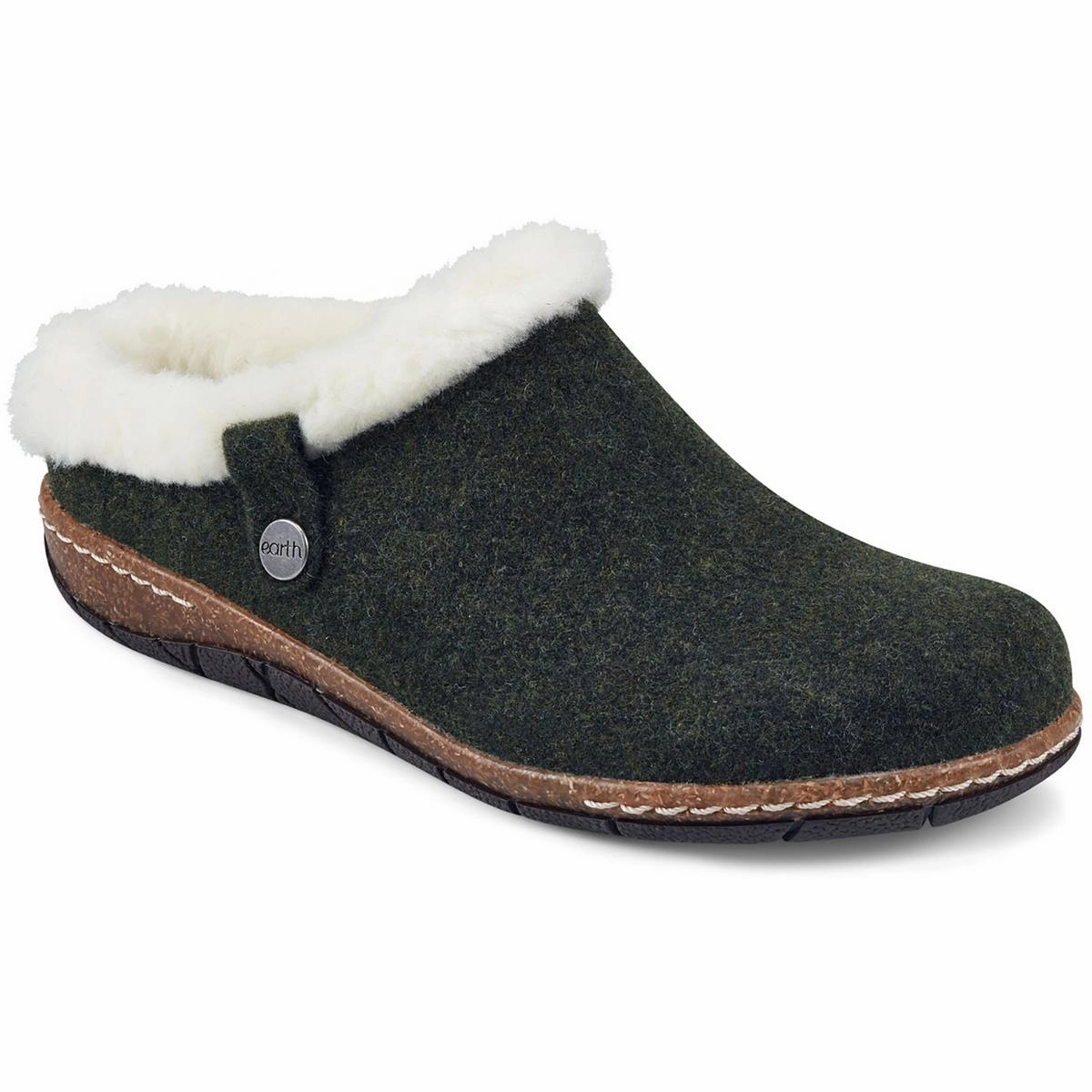 Elena Womens Solid Faux Fur Slide Slippers